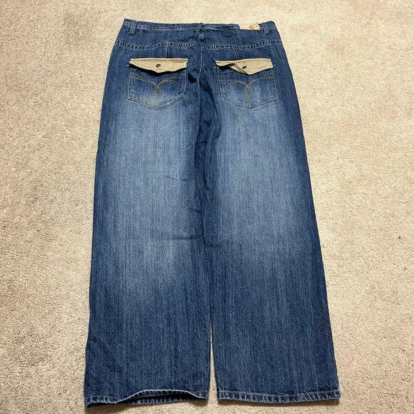 Exsto Y2K Baggy Skater Acid Washed Faded Blue Jeans 38Wx34L - Picture 1 of 7